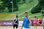 Deutsch: Beachhandball Europameisterschaften 2019 (Beach handball Euro); Tag 3: 4. Juli 2019 – Männer, Platzierungsrunde Gruppe III, Italien-Montenegro 2:0 (22:15, 18:7) English: Beach handball Euro; Day 3: 4 July 2019 – Men Consolation Round Group III – Italy-Montenegro 2:0 (22:15, 18:7)