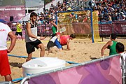 Deutsch: Beachhandball bei den Olympischen Jugendspielen 2018; Tag 7, 13. Oktober 2018; Jungen, Finale – Portugal-Spanien 1:2 English: Beach handball at the 2018 Summer Youth Olympics at 13 October 2018 – Boys Gold Medal Match – Portugal-Spain 1:2