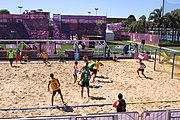 Deutsch: Beachhandball bei den Olympischen Jugendspielen 2018; Tag 4, 10. Oktober 2018; Jungs, Vorrunde, Gruppe B - Portugal-Paraguay 2:0 English: Beach handball at the 2018 Summer Youth Olympics at 10 October 2018 – Boys Preliminary Round Group B – Portugal-Paraguay 2:0