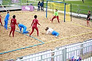 Deutsch: Beachhandball bei den Olympischen Jugendspielen 2018; Tag 6, 12. Oktober 2018; Mädchen, Platzierungsrundenspiel – Russland-Venezuela 2:0 English: Beach handball at the 2018 Summer Youth Olympics at 12 October 2018 – Girl's Consolation Round – Russland-Venezuela 2:0