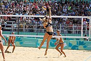 Deutsch: Beachvolleyball bei den Olympischen Jugendspielen 2018; Tag 11, 17. Oktober 2018; Jungen, Spiel um Platz 3 – USA (Devon Newberry/Lindsey Sparks)-Norwegen (Emilie Olimstad/Frida Berntsen) 1:2 (21–1/13–21/9–15) English: Beach volleyball at the 2018 Summer Youth Olympics at 17 October 2018 – Bronze Medal Match – USA (Devon Newberry/Lindsey Sparks)-Norway (Emilie Olimstad/Frida Berntsen) 1:2 (21–1/13–21/9–15)