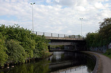 Birmingham and Warwick Junction Canal Birmingham and Warwick Junction Canal goes beneath the Heartlands Spine Road - geograph.org.uk - 1374715.jpg