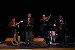 Wilson performing with The Blue Note 7 at the Manchester Craftsmen's Guild in Pittsburgh April 4, 2009 BlueNoteSeven1.jpg