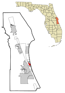 Brevard County Florida Obszary włączone i nieposiadające osobowości prawnej Indian Harbour Beach Highlighted.svg