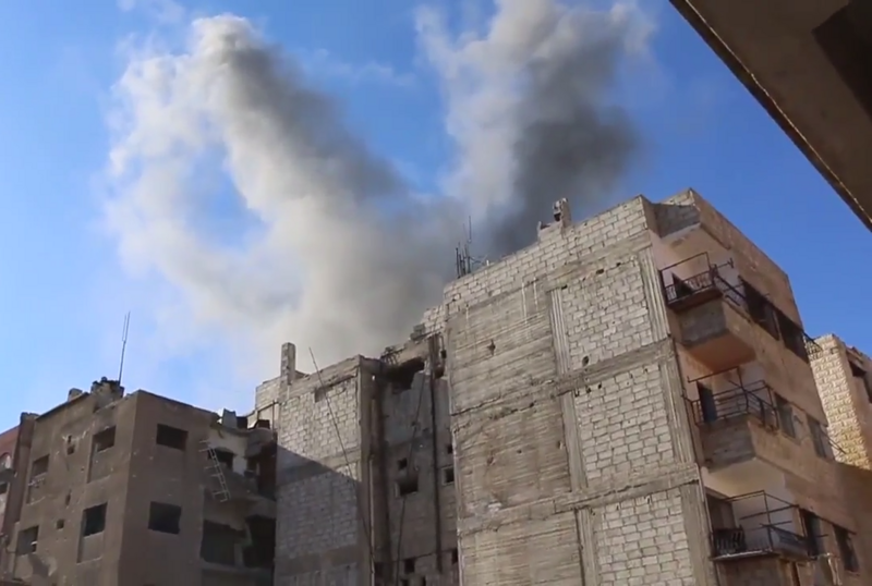 File:Building hit by a bomb during the Battle of Jobar, 2017.png