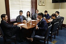 Rubio with Hong Kong activists who have become prominent figures in the 2019-20 Hong Kong protests CECC 2019 meeting with HK activists.jpg