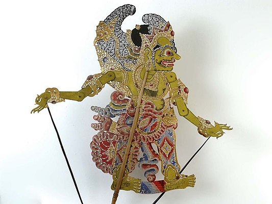 Wayang kulit (shadow puppet) Gatakaca, Tropenmuseum collection, Indonesia, before 1900
