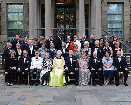Participants of a viceregal and territorial commissioner's conference in 2016. There are 11 viceroys that represent the Canadian monarch in their respective jurisdictions.