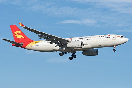 A Beijing Capital Airlines Airbus A330-200 at Melbourne Airport, Australia in 2018