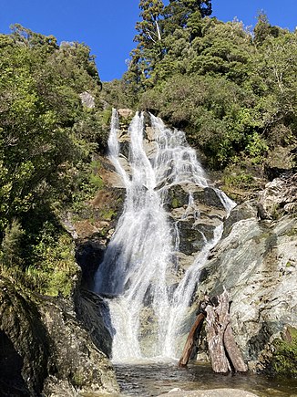 Blick nach Süden auf die Wasserfälle