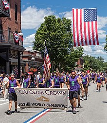 Carolina Crown Drum and Bugle Corps marches in the Bristol, Rhode Island Fourth of July Parade in 2017. Carolina Crown Drum and Bugle Corps march in the Bristol Rhode Island July 4th Parade 2017.jpg