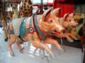 Two carousel pigs, Stockholm