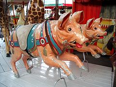 Handmade carousel pigs from the 19th century.