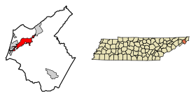 Carter County Tennessee Incorporated and Unincorporated areas Elizabethton Highlighted 4723500.svg