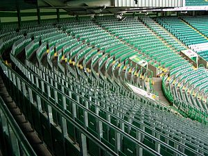 Rail seating at Celtic Park Celtic FC rail seating section.jpg