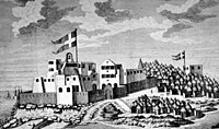A contemporary drawing of Osu Castle Christiansborg Castle2.jpg