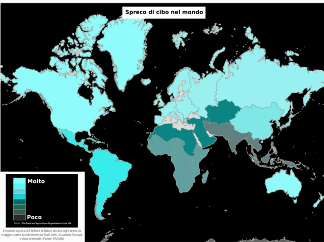 Cibo sprecato nel mondo nel 2020