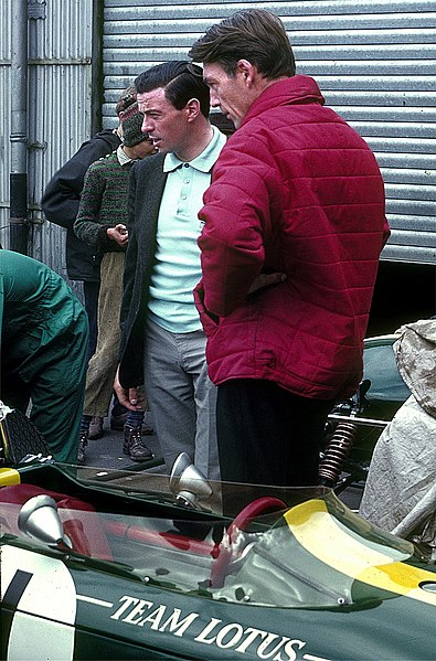 Clark outside the Lotus garage at the Nürburgring in 1966