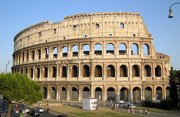 The Colosseum, a prominent symbol of the Roman classical era and culture