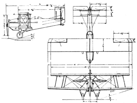Curtiss Carrier Pigeon 3-view drawing from L'Aéronautique March,1927