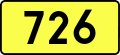 English: Sign of DW 726 with oficial font Drogowskaz and adequate dimensions.