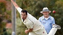David McKay bowling at A.G Gillon Oval in 2015 David Mckay.jpg
