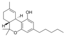 Chemical structure of Δ9-tetrahydrocannabinol.