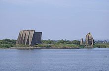 The acoustic mirrors at Denge. Left to right, the 200 foot, 20 foot and 30 foot mirrors. Denge acoustic mirrors-10July2005 (2).jpg