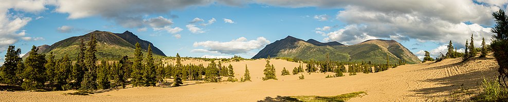 Panoramic view of the arcross Desert, Yukon, Canada.