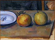 Deux pommes sur une table, par Paul Cézanne.jpg