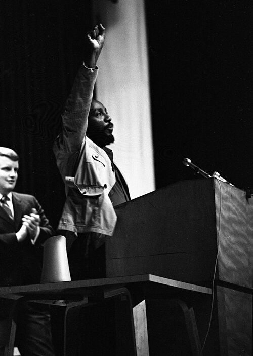 Gregory in 1969 in Tallahassee, Florida, during a civil rights speech