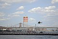 A N48ZA Bell 407 coming in for a landing at Downtown Manhattan Heliport.