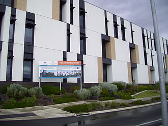 Exterior of the State Rehabilitation Service building at Fiona Stanley Hospital E37 Fiona Stanley Hospital (October 2014) 17.JPG