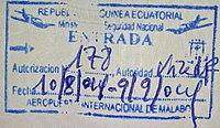 Equatorial Guinea entry stamp