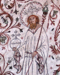 Erik den helige, avmålad med liljestav i Överselö kyrka.
