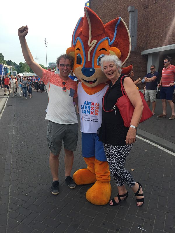 Supporters with the mascot