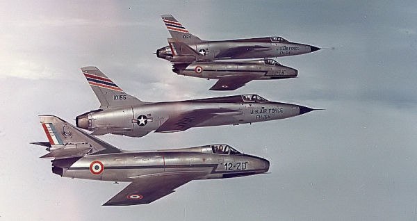 22d TFS F-105s with French Air Force Dassault Mystère B2s from Cambrai Air Base – 1964.