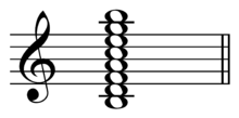 A diatonic fifteenth chord on B opens Franz Liszt's Ossa arida (1879), in, "a striking anticipation of twentieth-century harmonic experimentation". Play Fifteenth chord from Listz on B.png