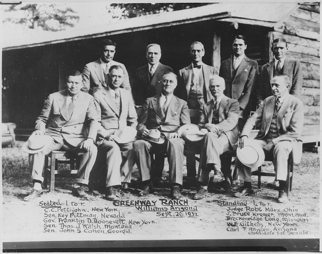 Franklin D. Roosevelt in center at the Quarter Circle Double X Ranch (1932)