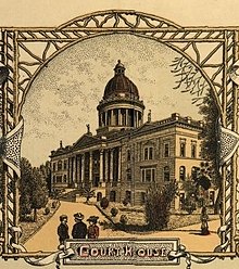 The old Fresno County Courthouse, built in 1875 and demolished in 1966