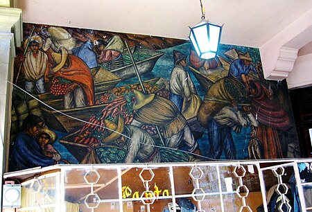 Mural by Angel Bracho at one of the entryways into the market FruitsMuralAbRodMktDF.JPG