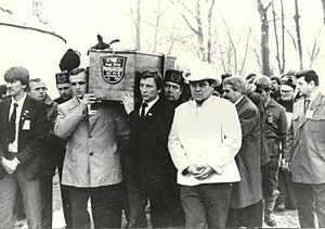 Funeral of Jerzy Popieluszko, a Catholic priest killed by Communist authorities Funeral Popieluszko Europeana (13).jpg