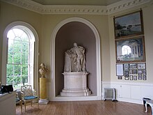 Interior of Garrick's Temple with a replica of Roubiliac's statue of Shakespeare, for which Garrick himself was the model Garricks Temple interior.jpg