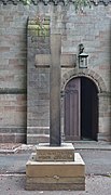 Churchyard of St Oswald and St Edmund Arrowsmith, Ashton-in-Makerfield - cross marking Gerard baronetcy family vault