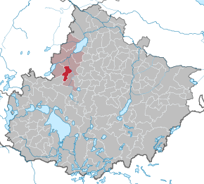 Poziția Gielow pe harta districtului Mecklenburgische Seenplatte