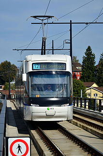 Stadtbahn Glattal tram or light rail system in the Glattal region north of the city of Zurich in Switzerland