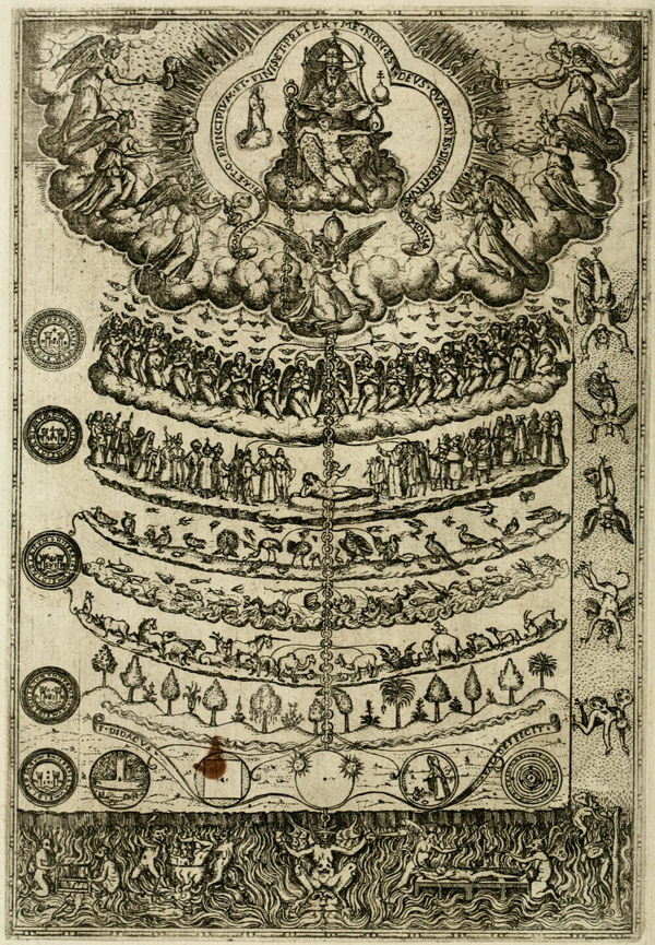 1579 drawing of the Great Chain of Being from Didacus Valades [es], Rhetorica Christiana