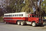 International Harvester-semitrailerbuss i trafik av South African Railways i Ficksburg i Sydafrika, 1985