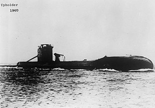 The British submarine HMS Upholder, likely sunk by Pegaso on 16 April 1942. HMS Upholder.jpg