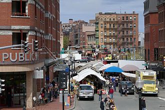 Hanover Street closed to traffic for Haymarket Hanover Street, Haymarket, and Boston Public Market.JPG